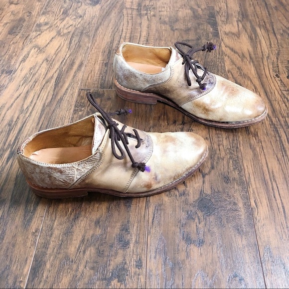 Bed Stu • Fury saddle oxfords tan taupe leather lace up shoes beige - Picture 6 of 14